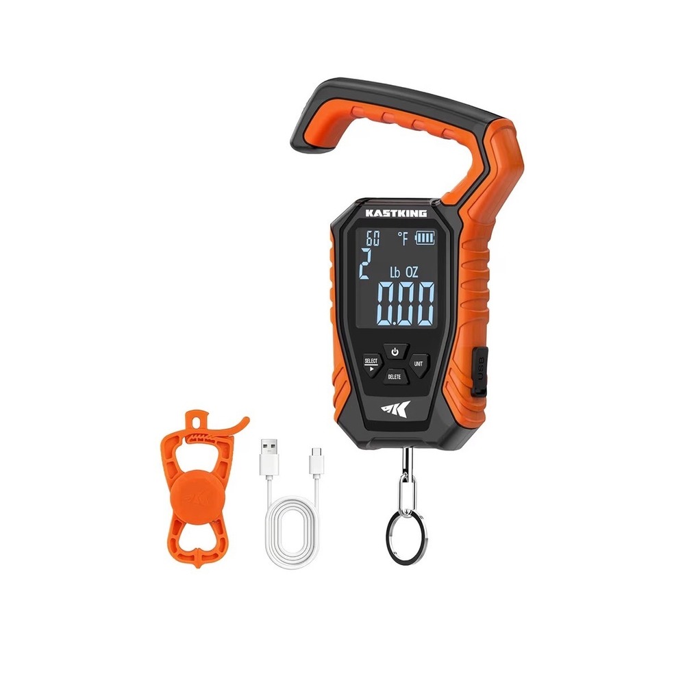 KastKing WeighMaster Digital Fishing Scale Combo 110lb Waterproof Orange Black